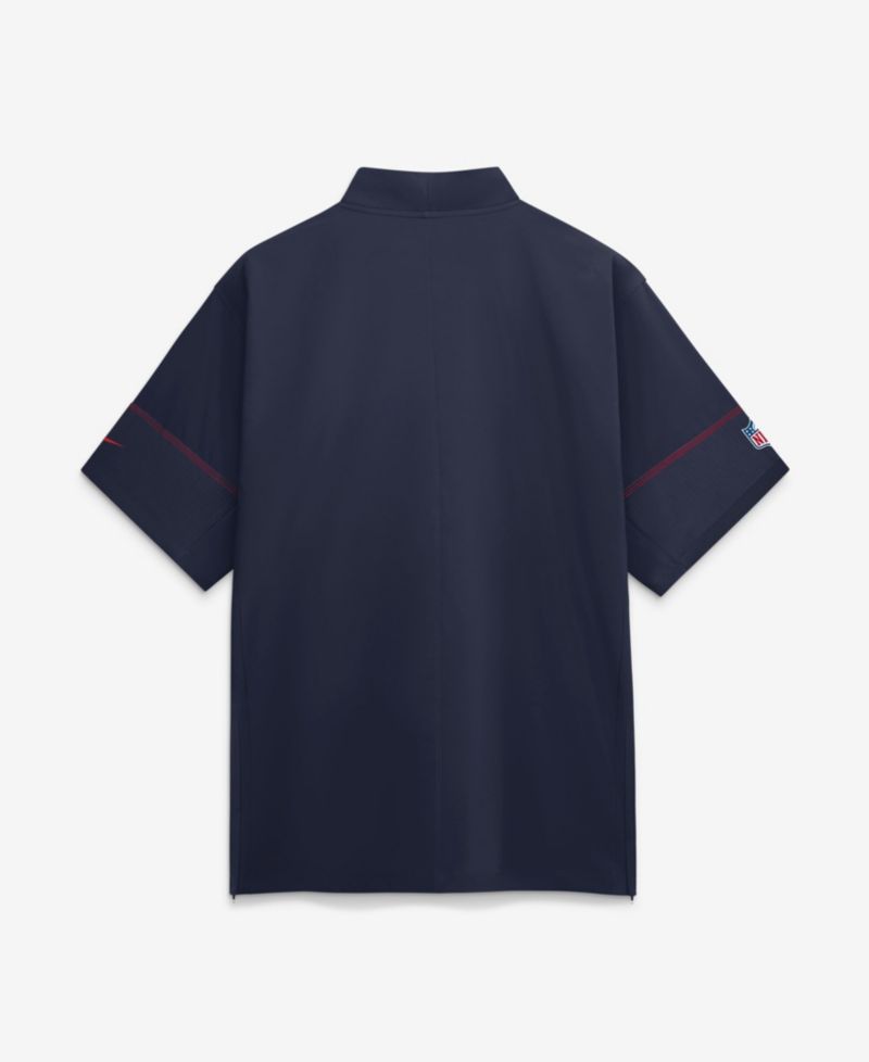 Men's Navy New England Patriots Sideline Short Sleeve Quarter-Zip Coaches Jacket