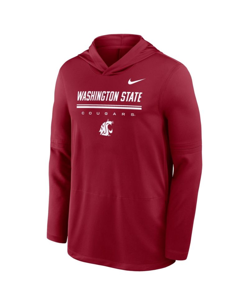 Men's Crimson Washington State Cougars 2026 Sideline Dri-FIT Lightweight Hooded Top
