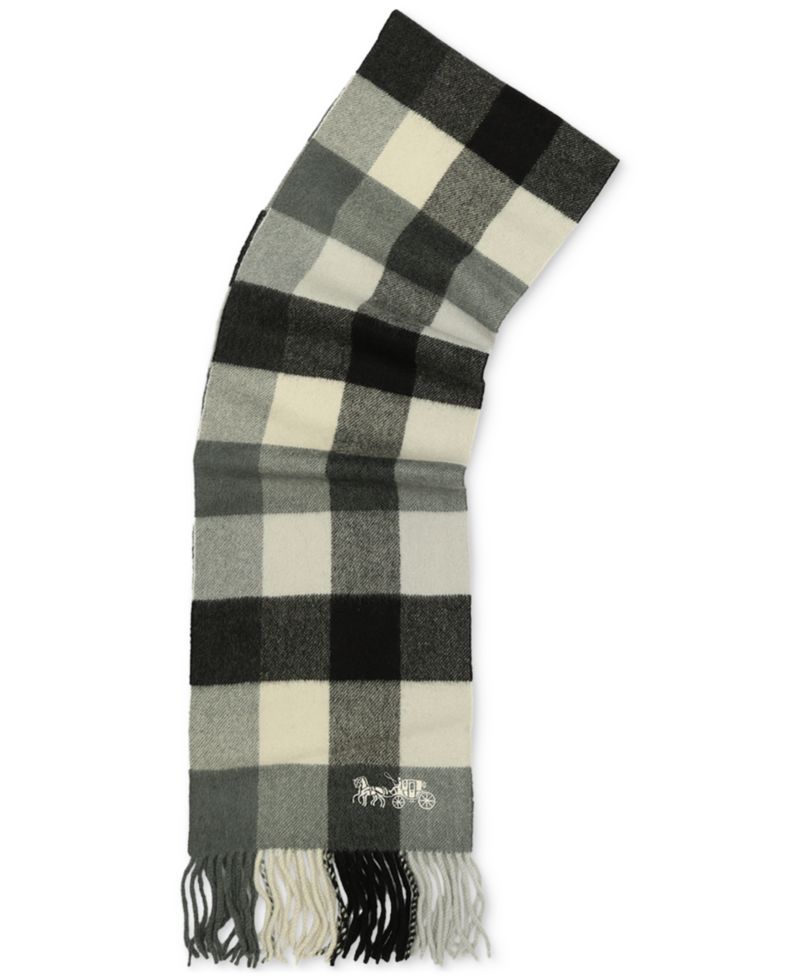 Women's Wool Checkered Fringe-Trim Scarf