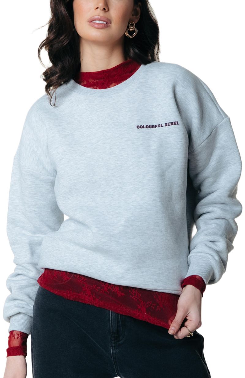 Women's CR Round Flower Dropped Shoulder Sweat