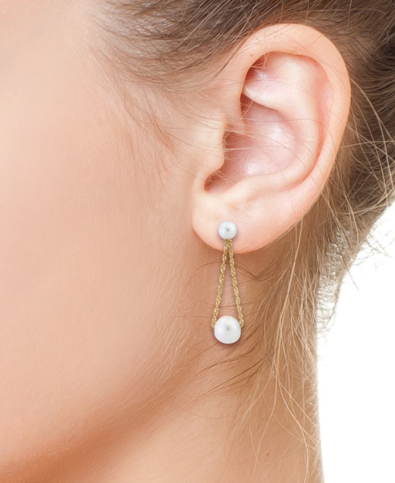 EFFY® Freshwater Pearl (4 & 6mm) Rope Dangle Drop Earrings in 14k Gold
