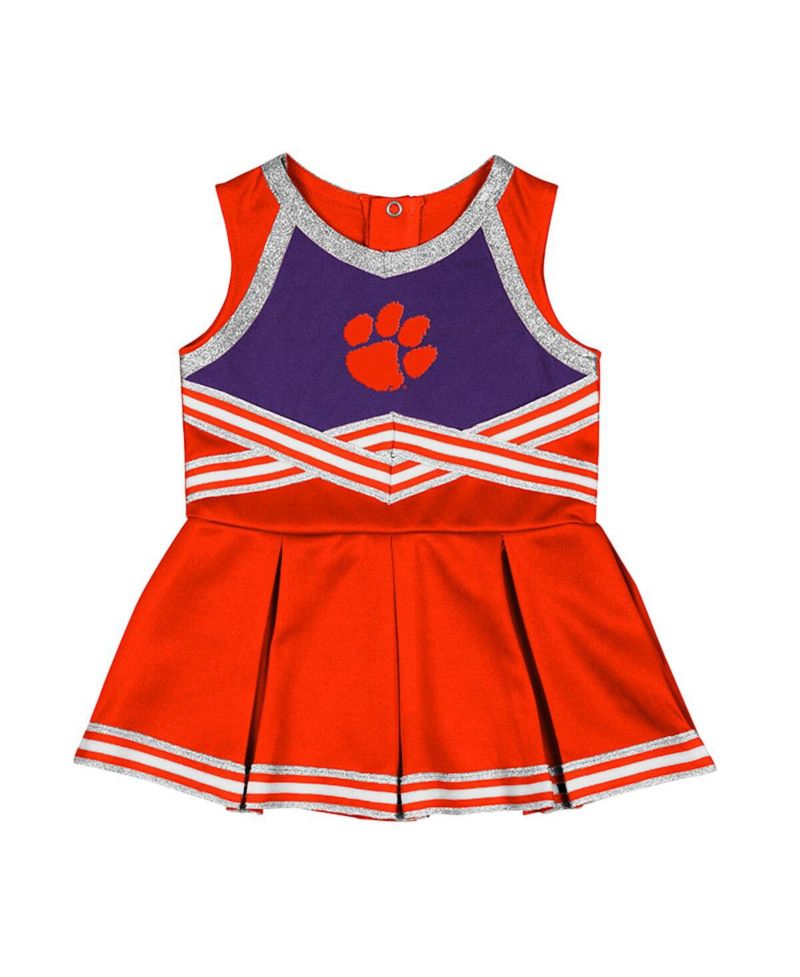 Girls Baby Boys and Girls Orange Clemson Tigers Lollipop Park Cheer Dress