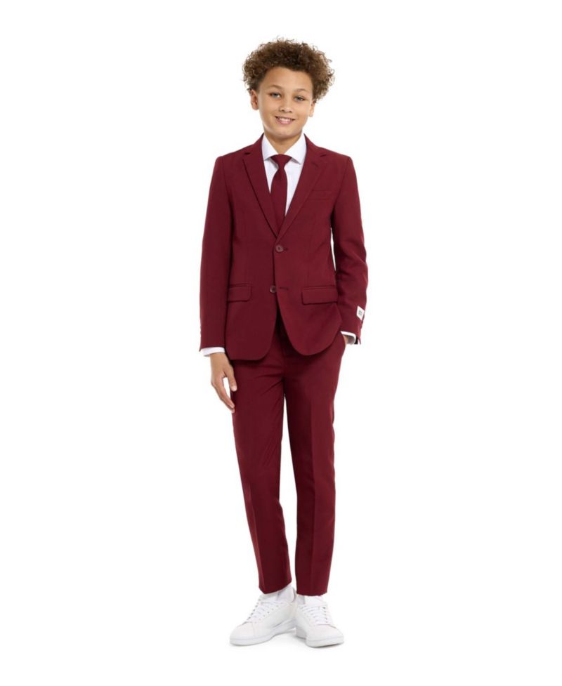 Big Boys Blazing Solid Color Suit, 3-Piece Set Including Blazer, Pants and Clip-On-Tie