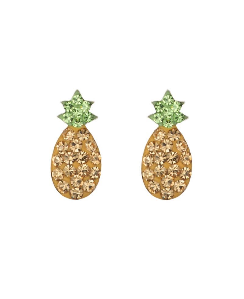 Sterling Silver Crystal Pave Pineapple Stud Earrings