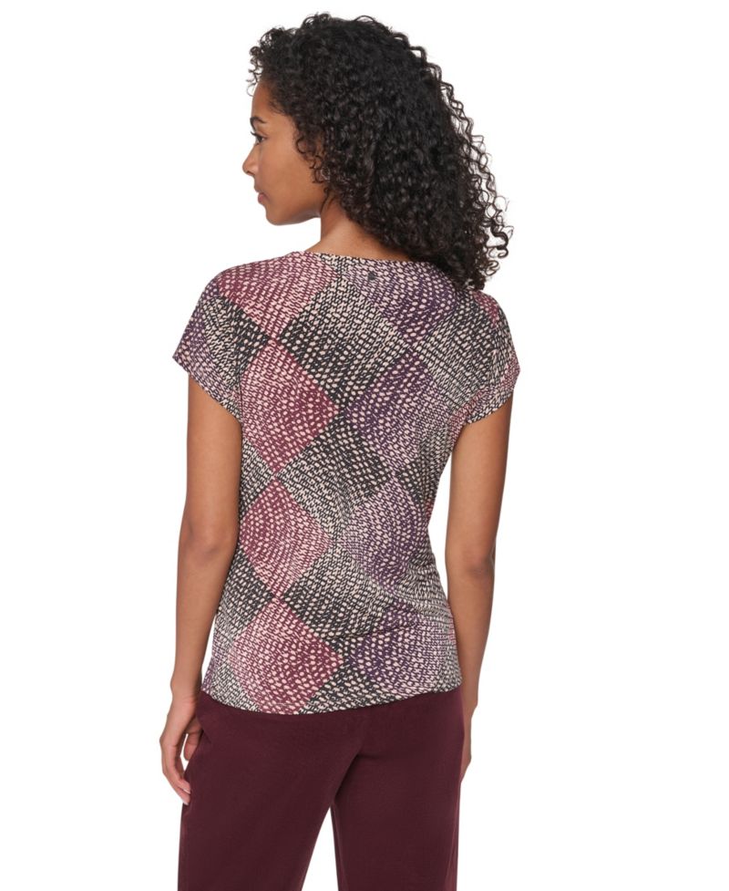 Women's Tie-Front Print Blouse