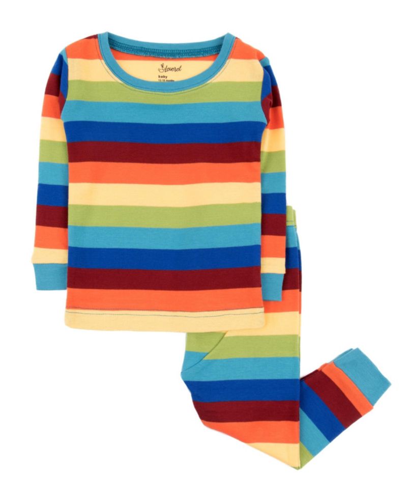 Kids Matching Family Two Piece Cotton Long Sleeve Striped Pajamas 6-14
