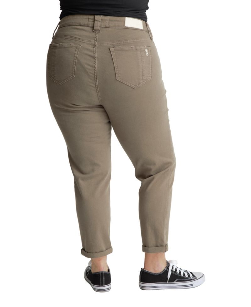 Women's Color high rise boyfriend rolled hem in 28" inseam - Dark Olive