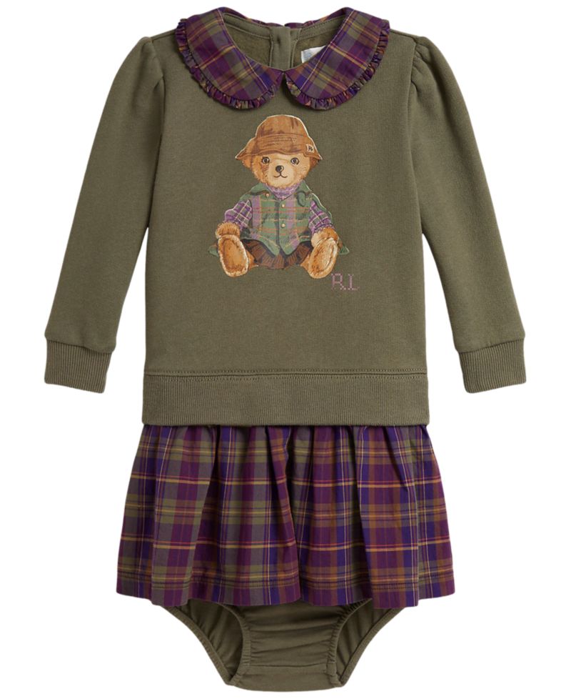 Baby Girls' Polo Bear Fleece Dress with Bloomer, 2-Piece Set