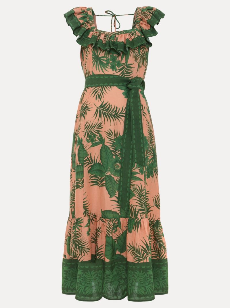 Women's Sandra Ruffled Square Neck Midi Dress