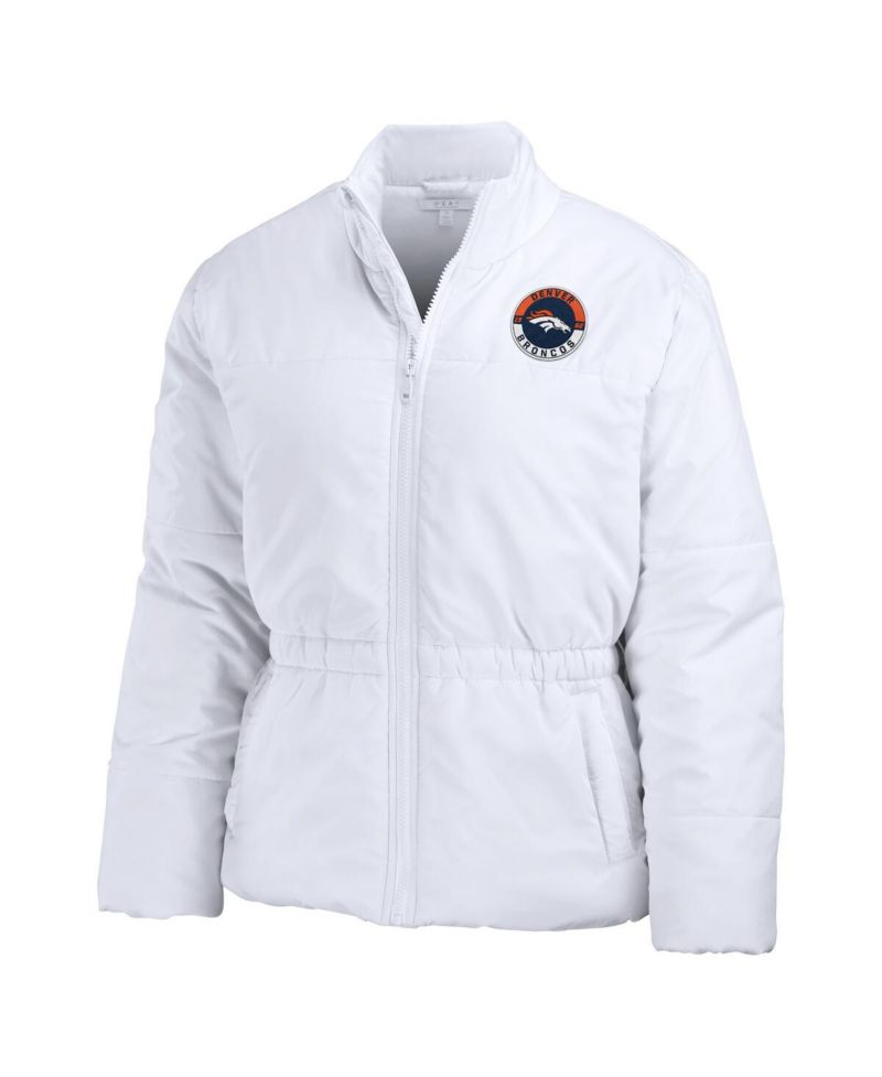 Women's White Denver Broncos Packaway Full-Zip Puffer Jacket