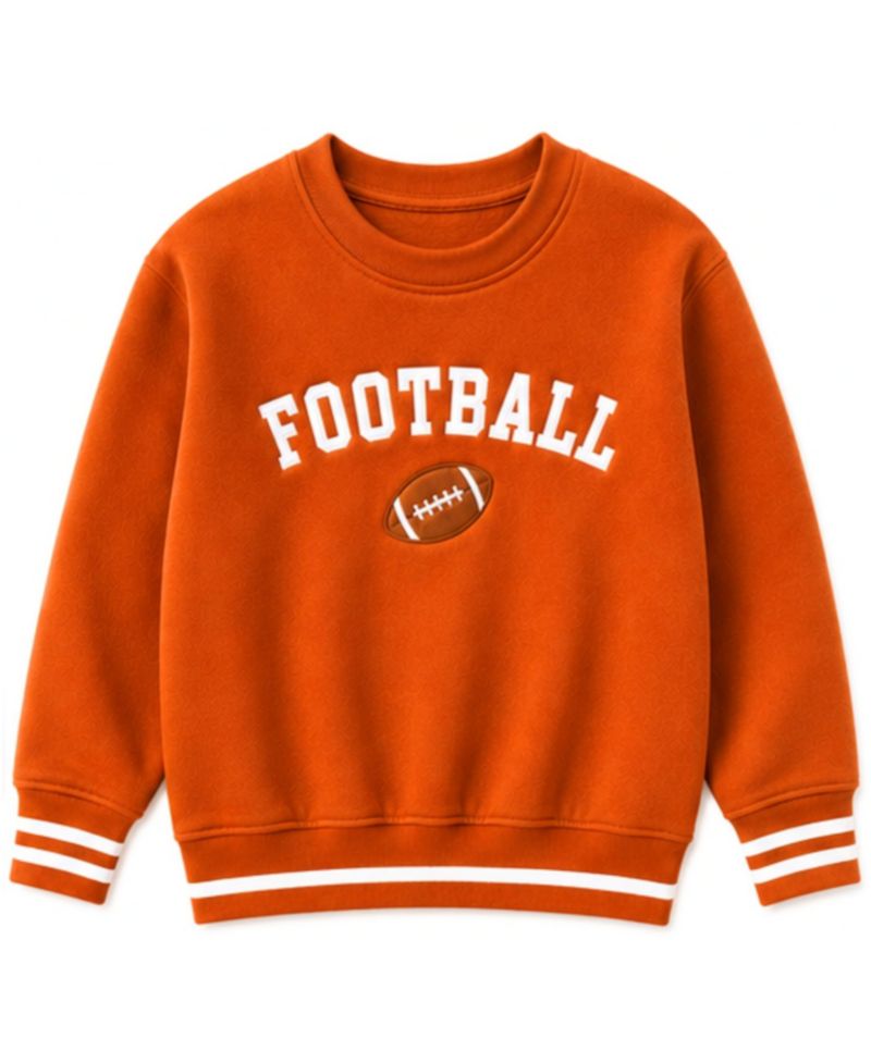 Boys' and Girls' Football Crewneck Long-Sleeve Cotton-Blend Sweatshirt