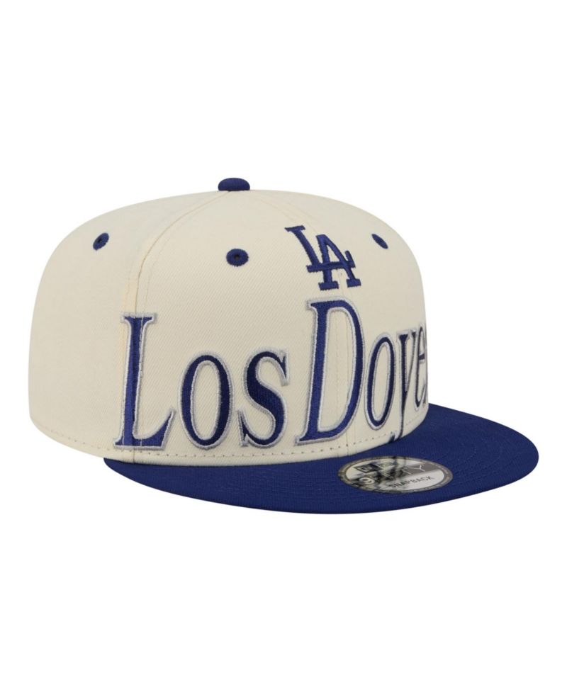 Men's Cream Los Angeles Dodgers Oversized Slogan 9FIFTY Snapback Hat