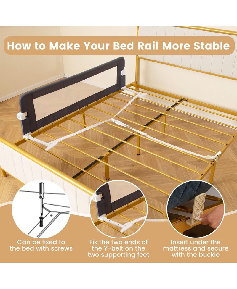 Baby Bed Rail Guard with Adjustable Strap and Fold-Down Design for Easy Access