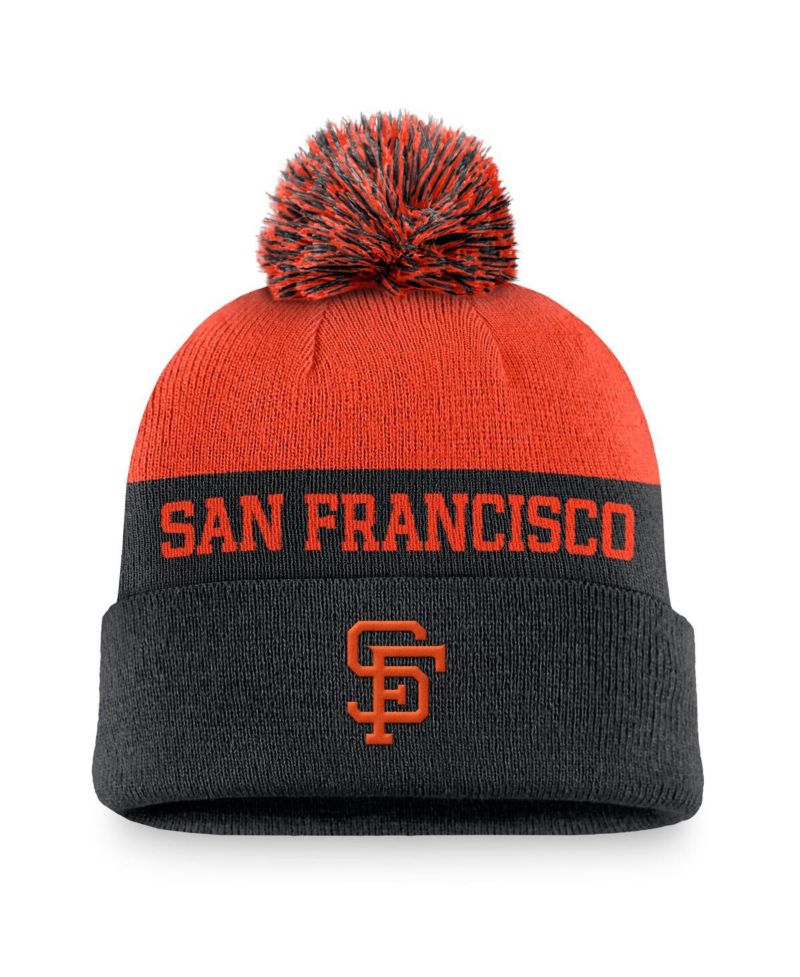 Men's Black San Francisco Giants Rewind Peak Cuffed Knit Hat with Pom