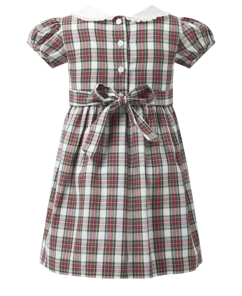 Girls' 2-10 Ivory Tartan Frill Front Dress
