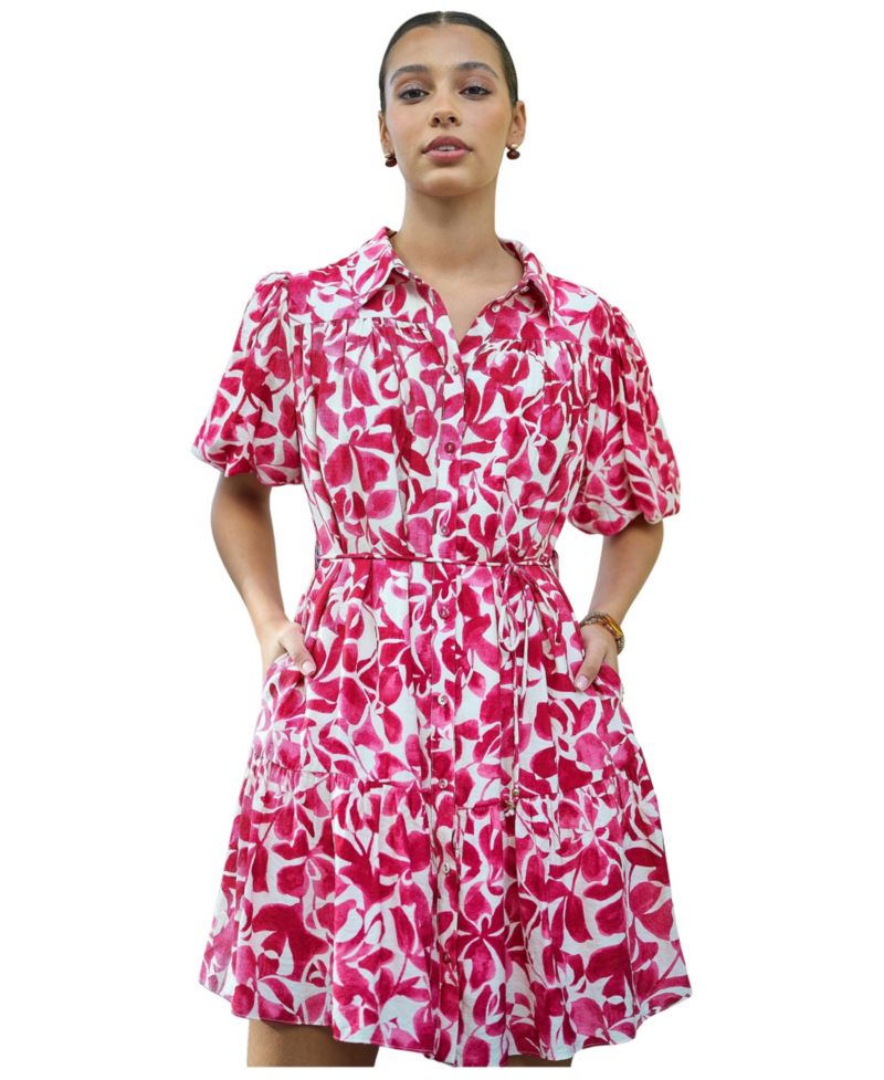 Women's Floral Print Relaxed Shirt Dress