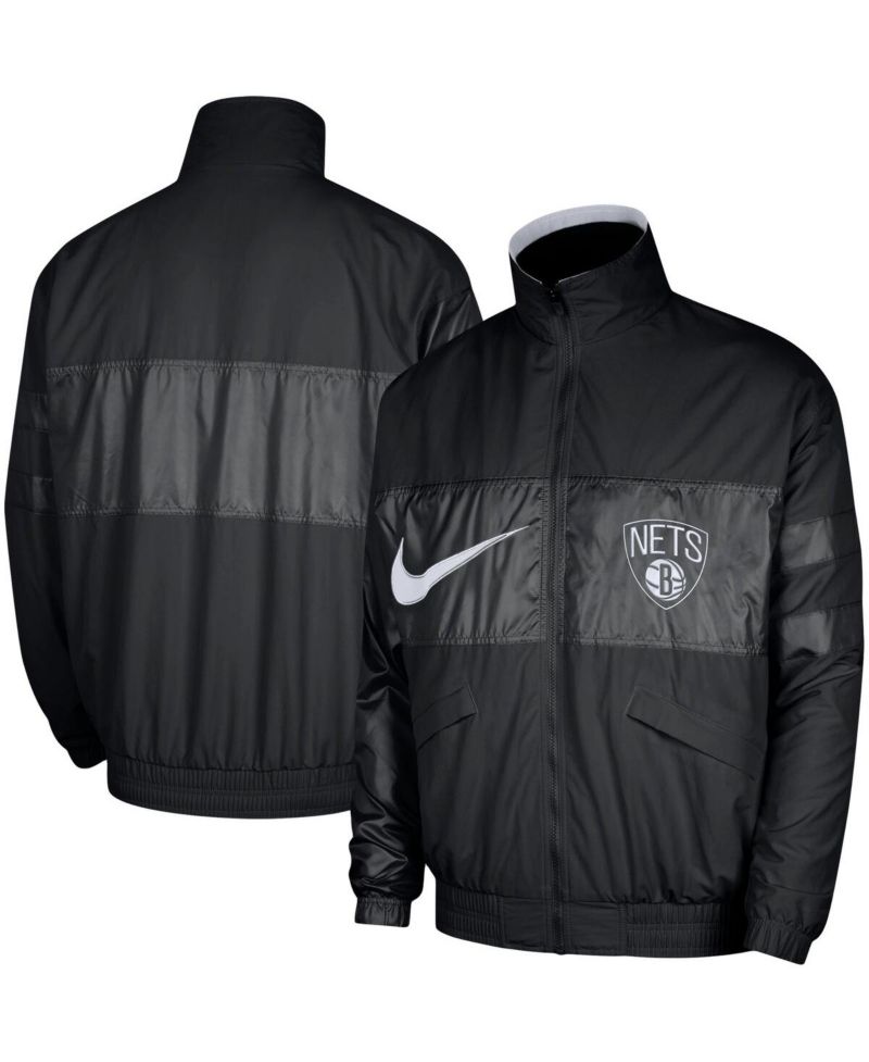 Men's Black Brooklyn Nets Courtside Versus Capsule Full-Zip Jacket