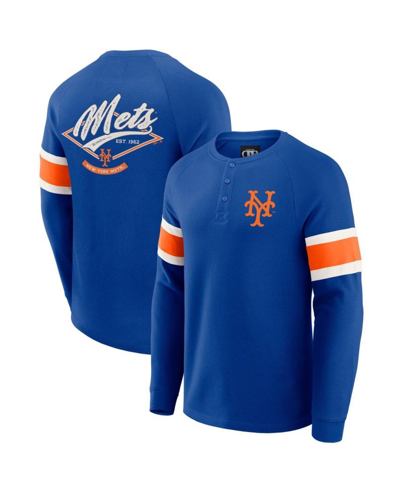 Men's Darius Rucker Collection by Fanatics Royal New York Mets Waffle-Knit Raglan Long Sleeve Henley T-Shirt