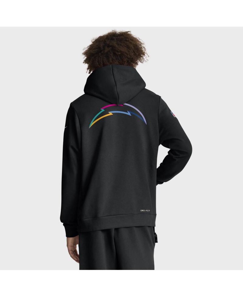 Men's Black Los Angeles Chargers 2025 NFL Crucial Catch Sideline Standard Issue Dri-FIT Hoodie