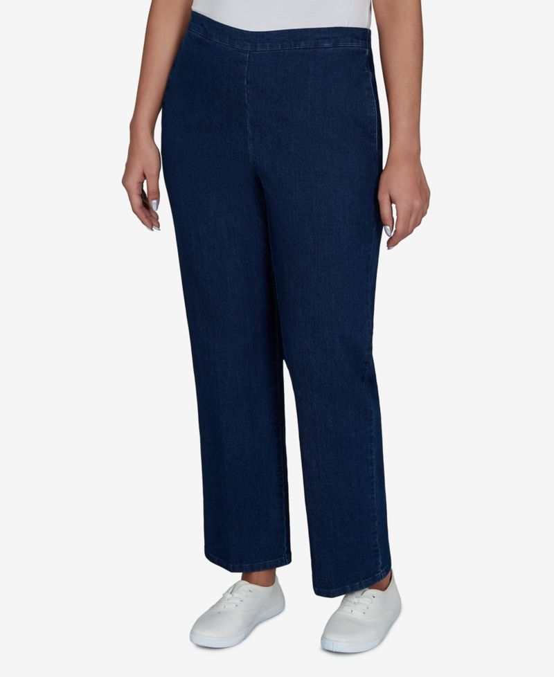 Women's Elastic Waist Denim Straight-Leg Pants