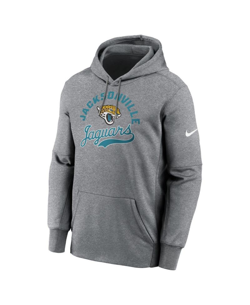 Men's Heather Gray Jacksonville Jaguars Performance Fleece Pullover Hoodie