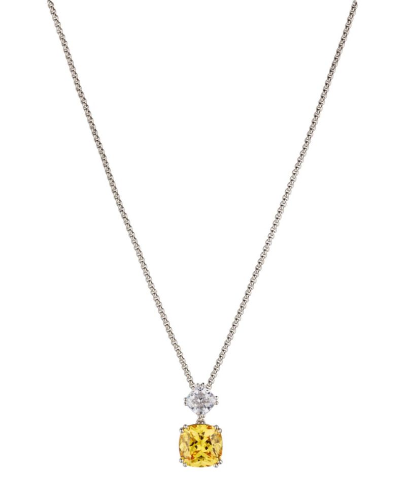 Stone Necklace in Silver-Tone