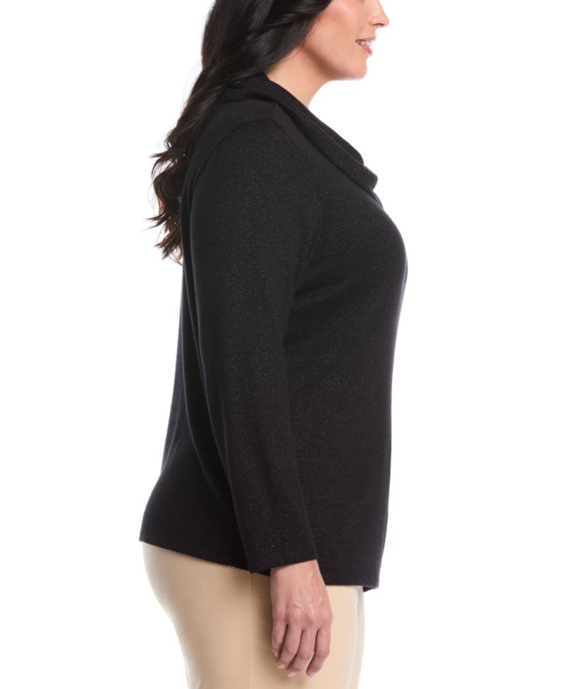 Plus Size Split Collar Long Sleeve Top