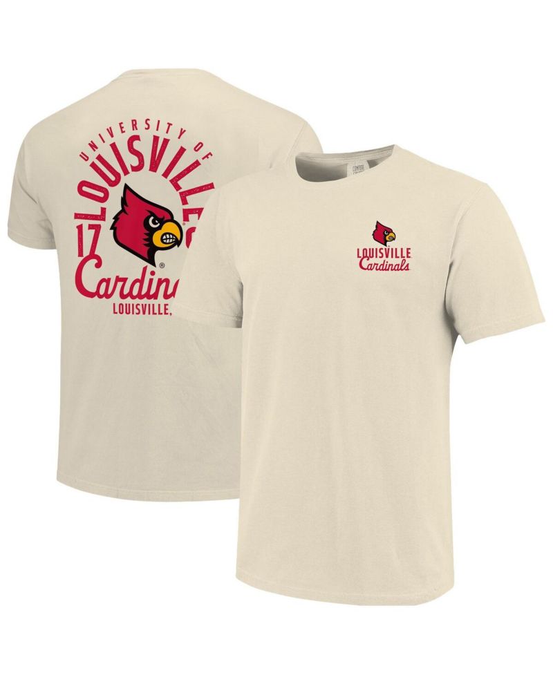 Men's Cream Louisville Cardinals Comfort Colors Mascot Overlay T-Shirt