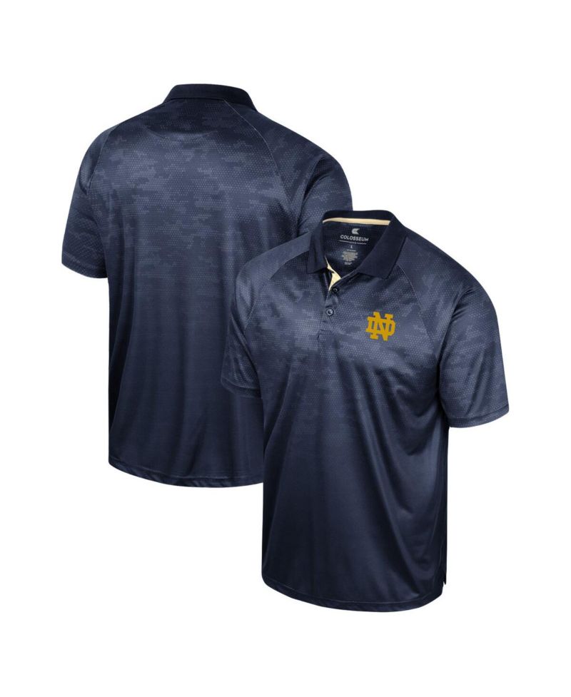 Men's Navy Notre Dame Fighting Irish Honeycomb Raglan Polo Shirt