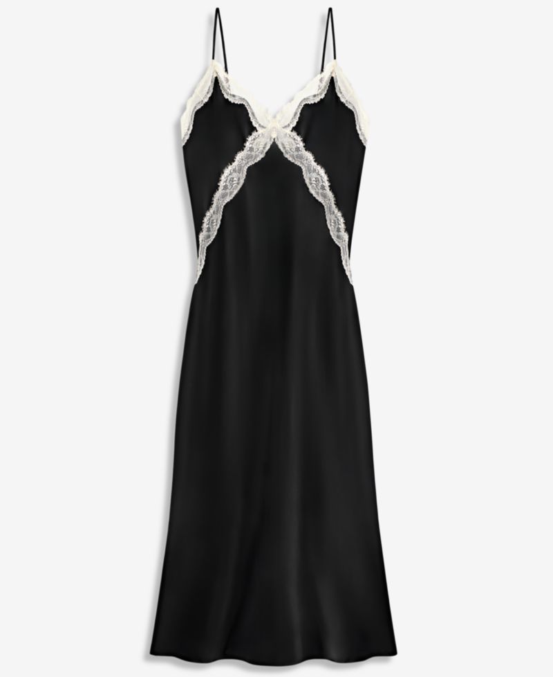 Women's Sleeveless Lace-Trim Satin Nightgown
