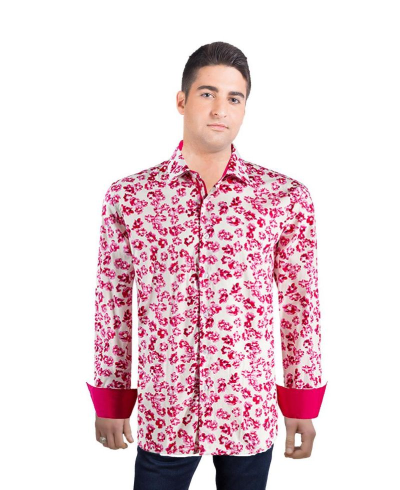 Men's Slim Fit Floral Sport Button-Down Shirt