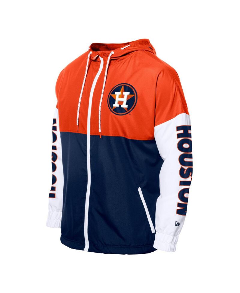 Men's Navy/Orange Houston Astros Color Block Full-Zip Hoodie Windbreaker Jacket