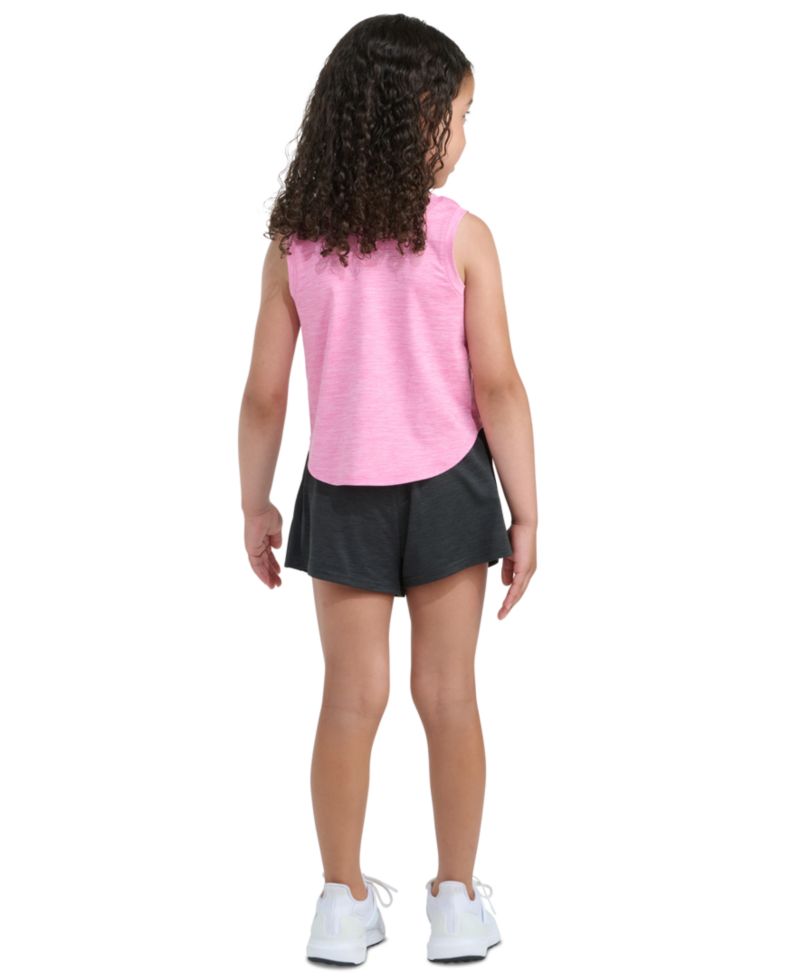 Girls' 2T-6X Sleeveless M&eacute;lange Flounce Tank Top and Shorts, 2-Piece Set