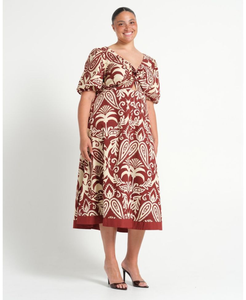 Women's Aurela Cotton Print Twist Midi Dress