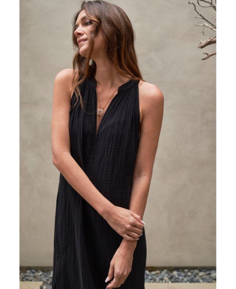 Women's Ocean+Main Sleeveless Gauze Midi Dress with Pockets