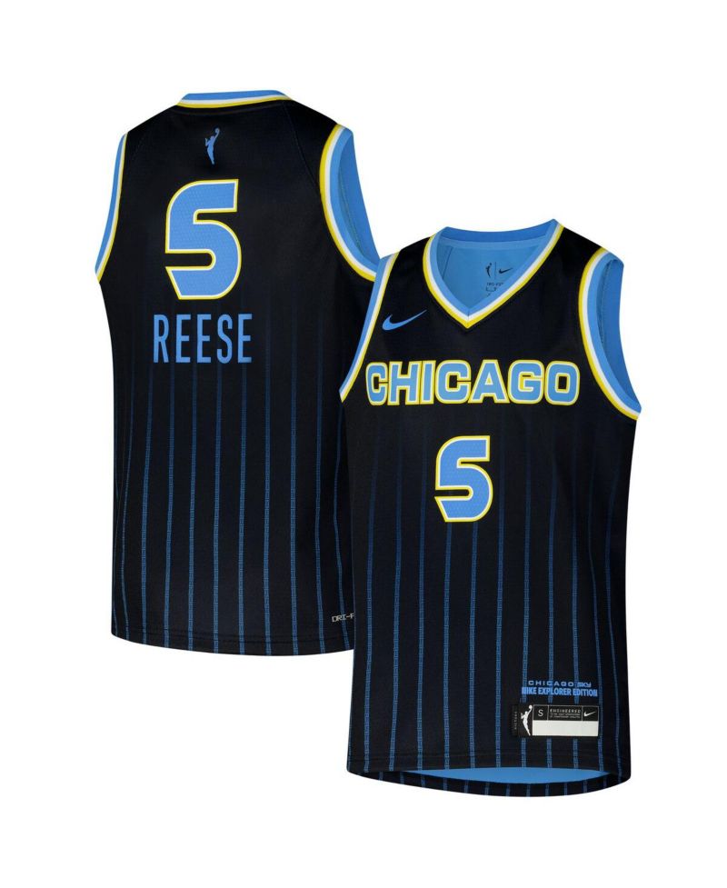 Big Boys and Girls Angel Reese Black Chicago Sky 2024 WNBA Draft Explorer Edition Victory Player Jersey