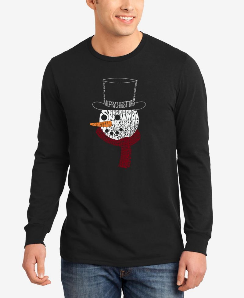 Men's Snowman Face Word Art Long Sleeve T-Shirt