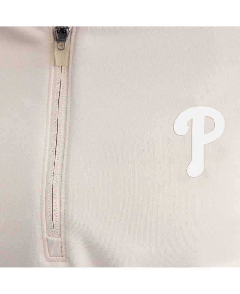 Women's Beige Philadelphia Phillies Oversized Clutch Tri-Blend Half-Zip Pullover Sweatshirt