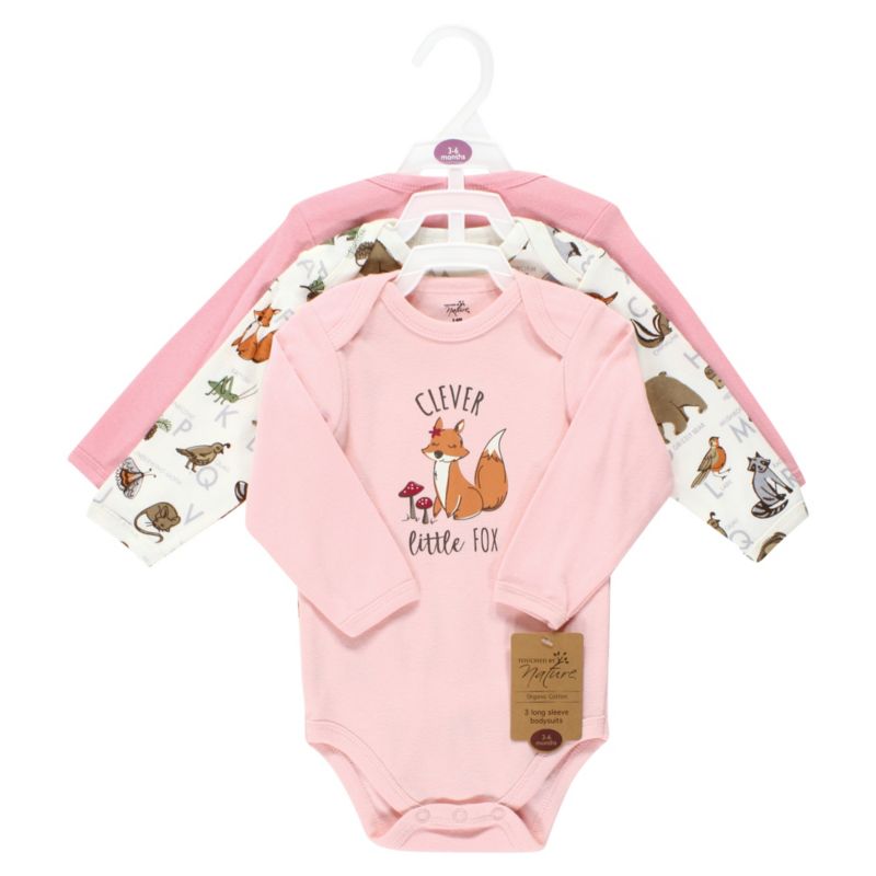 Baby Girls 3Pk Long Sleeve Natural Bodysuits