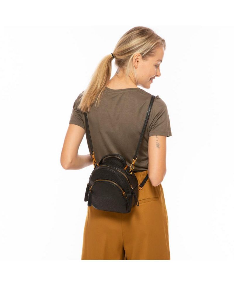 Small Black Leather Backpack Purse for Women Convertible Crossbody Bag Women's Handbag