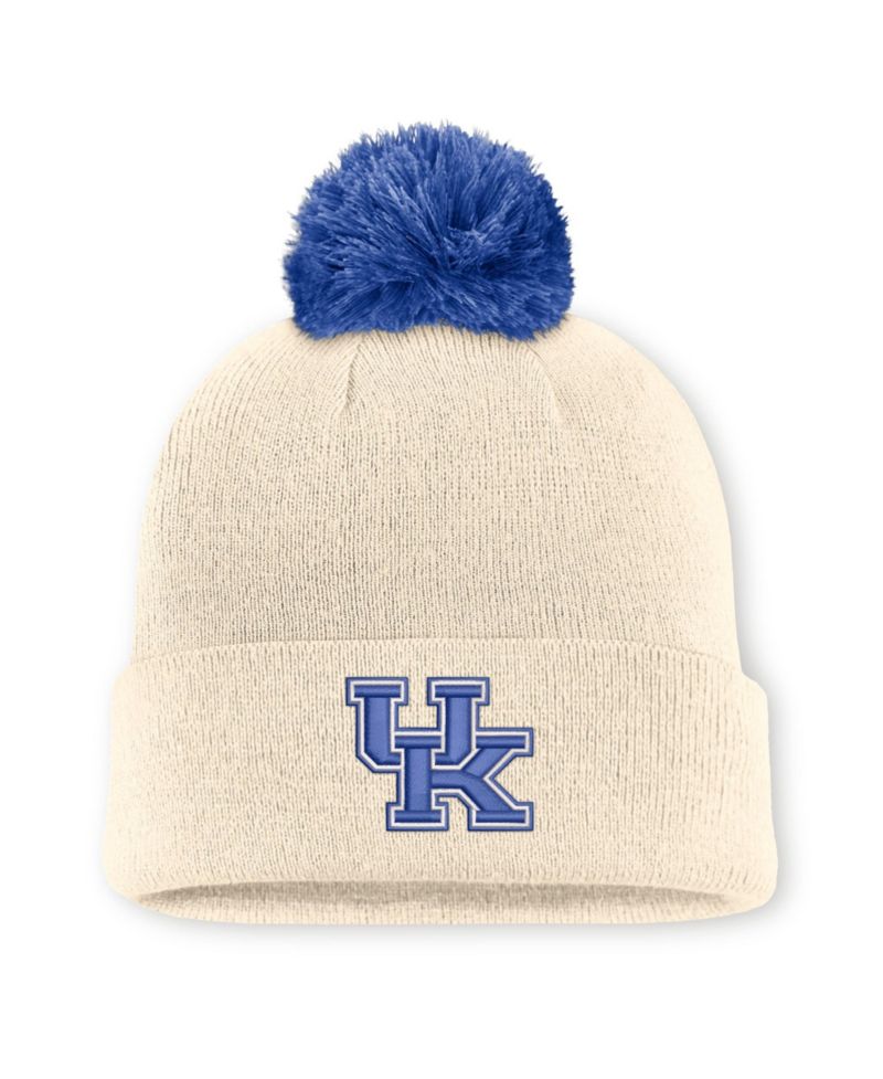Men's and Women's Natural Kentucky Wildcats Campus Prep Script Cuffed Knit Hat with Pom