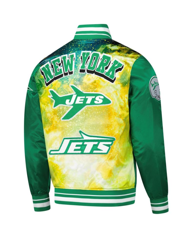 Men's Green New York Jets Sublimated Satin Full-Snap Jacket