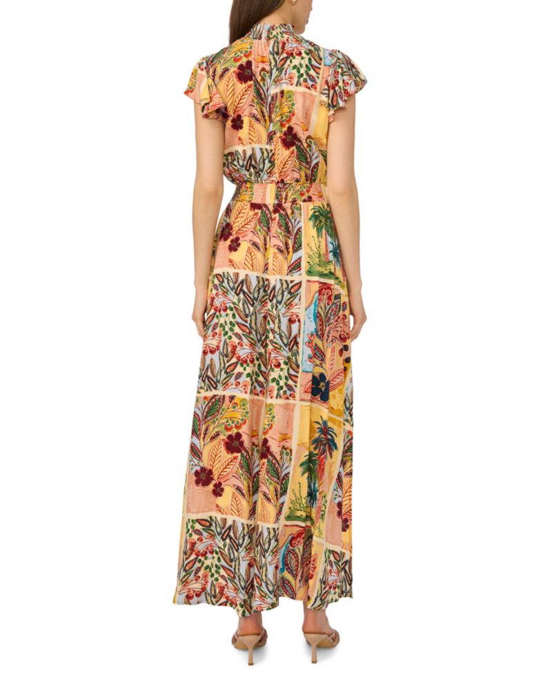 Flutter-Sleeve Smocked Waist Jumpsuit