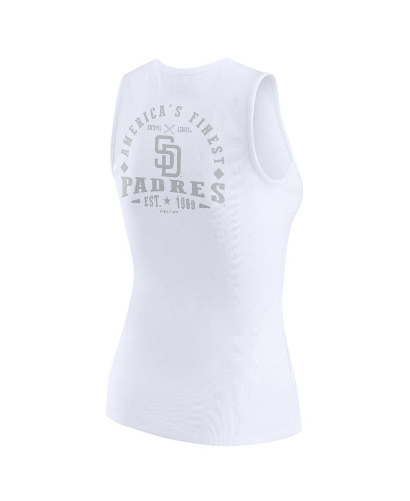 Women's White San Diego Padres Rib-Knit Henley Tank Top