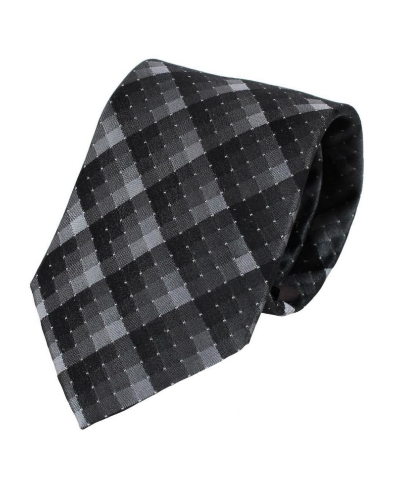 Men's Falcon Grey and Silver Micro Square Business Silk Necktie