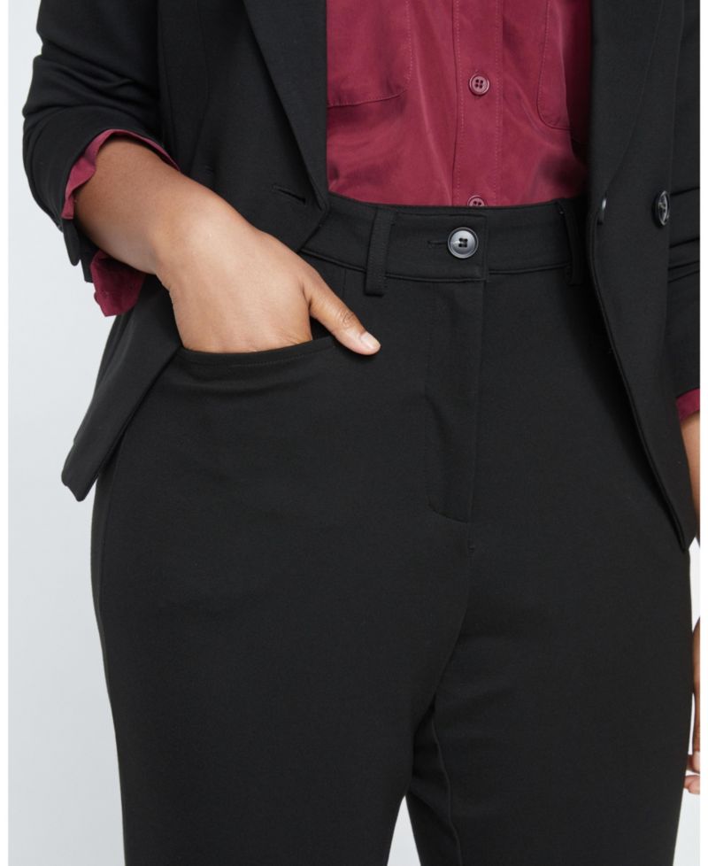 Plus Size Long Cigarette Ponte Pants
