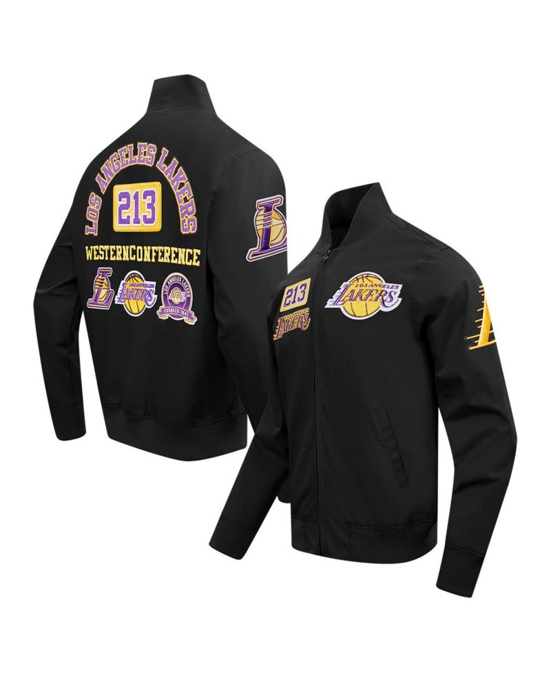 Men's Black Los Angeles Lakers Area Code Twill Full-Zip Jacket