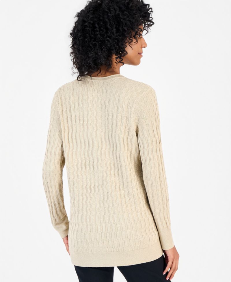 Women's Lurex Stitch Tunic Cardigan Sweater
