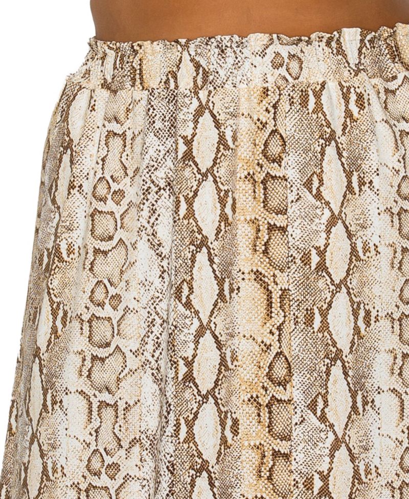 Plus Size Python Elastic Waist Maxi Skirt
