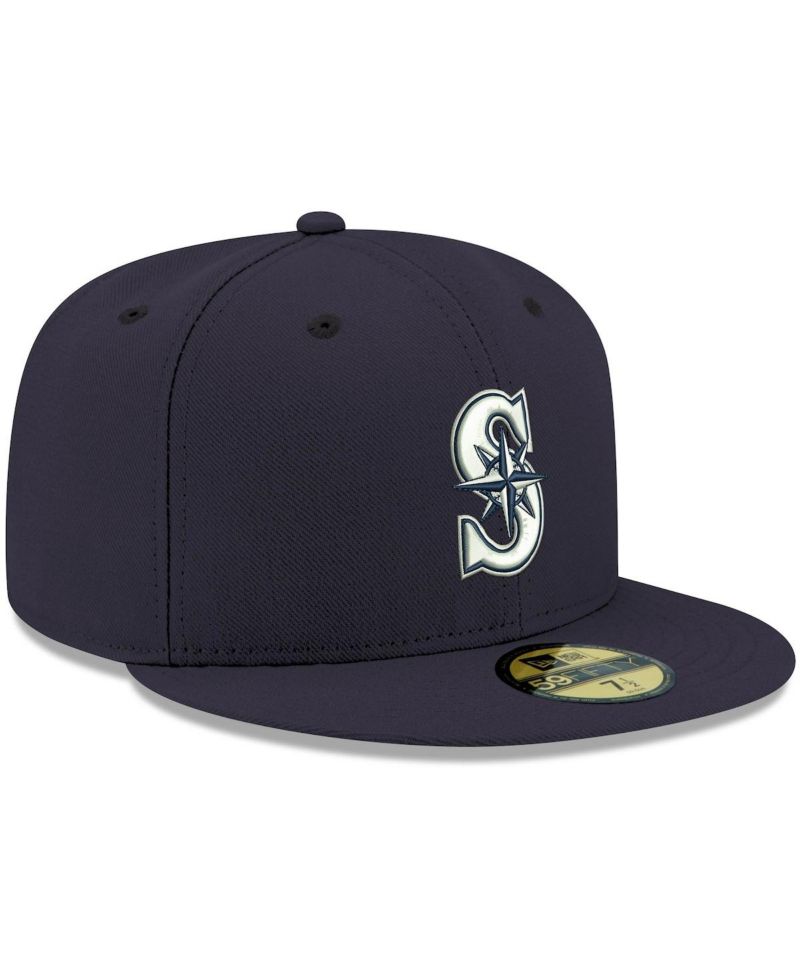 Men's Navy Seattle Mariners Logo White 59FIFTY Fitted Hat